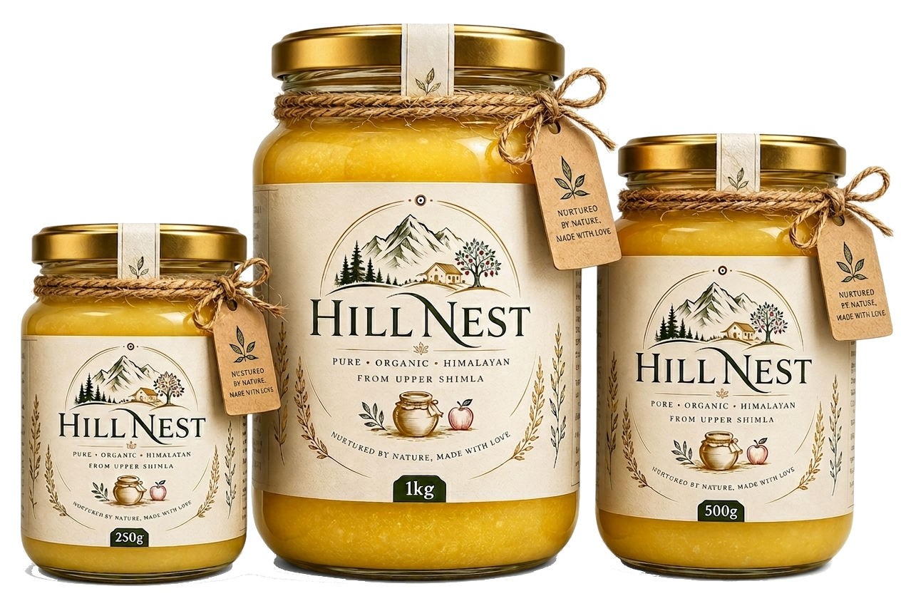 HillNest Pure A2 Bilona Ghee — 250g, 500g and 1kg jars